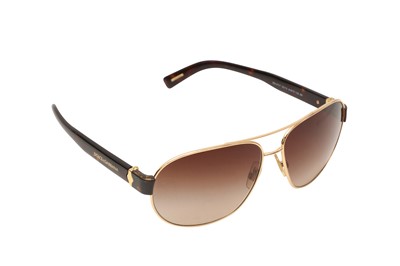 Lot 221 - Dolce & Gabbana Brown Aviator Sunglasses