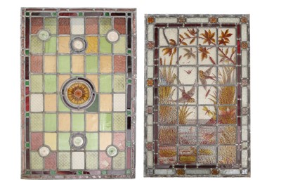 Lot 293 - TWO 19TH CENTURY LEAD LINED STAINED GLASS PANELS