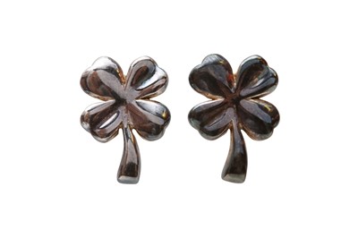 Lot 591 - Chanel Silver Four Leaf Clover Pierced Earrings