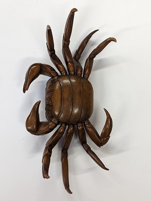 Lot 294 - A JAPANESE WOOD OKIMONO OF A CRAB