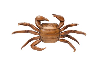 Lot 294 - A JAPANESE WOOD OKIMONO OF A CRAB