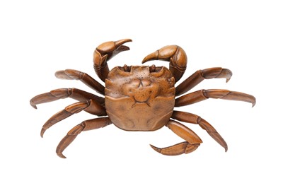 Lot 294 - A JAPANESE WOOD OKIMONO OF A CRAB