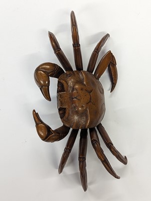 Lot 294 - A JAPANESE WOOD OKIMONO OF A CRAB