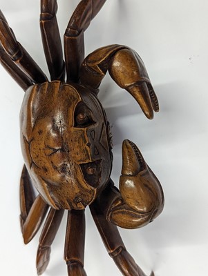 Lot 294 - A JAPANESE WOOD OKIMONO OF A CRAB