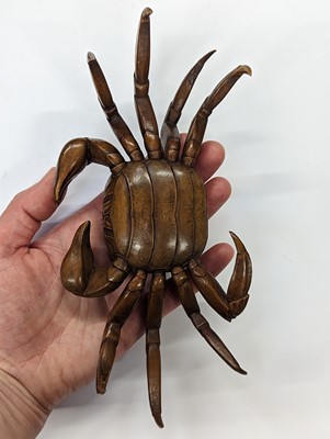 Lot 294 - A JAPANESE WOOD OKIMONO OF A CRAB