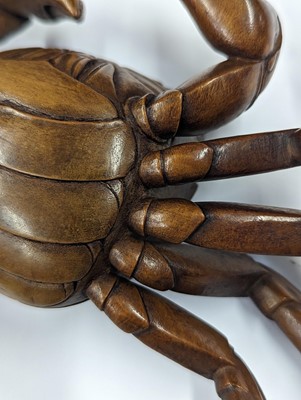 Lot 294 - A JAPANESE WOOD OKIMONO OF A CRAB