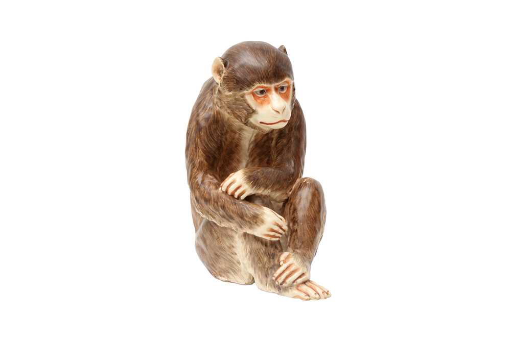 Lot 260 - A JAPANESE SATSUMA MODEL OF A MONKEY