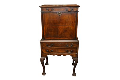 Lot 242 - A 19TH CENTURY FRENCH WALNUT SECRETAIRE CABINET ON STAND