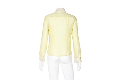 Lot 4 - Dolce & Gabbana Pale Yellow Silk Embellished Shirt - Size 40