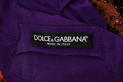 Lot 95 - Dolce & Gabbana Purple Silk Embellished Ruched Dress
