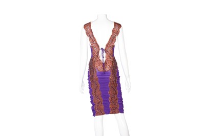 Lot 95 - Dolce & Gabbana Purple Silk Embellished Ruched Dress