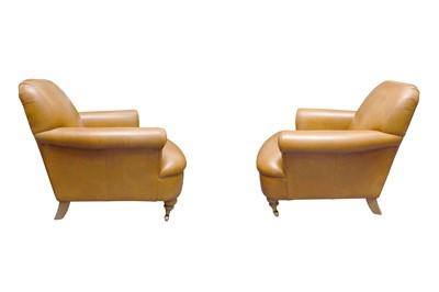 Lot 208 - A PAIR OF LAURA ASHLEY LEATHER ARMCHAIRS