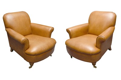 Lot 208 - A PAIR OF LAURA ASHLEY LEATHER ARMCHAIRS