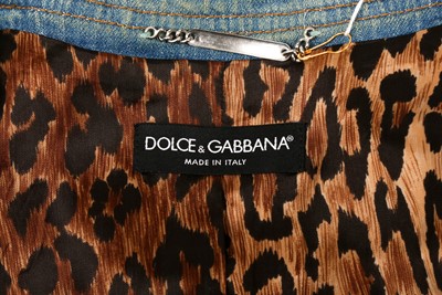 Lot 147 - Dolce & Gabbana Blue Denim Embellished Trouser Suit - Size 44