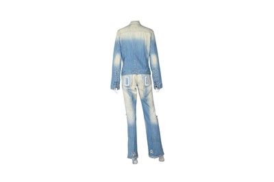 Lot 147 - Dolce & Gabbana Blue Denim Embellished Trouser Suit - Size 44