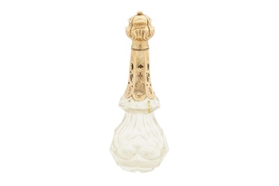 Lot 39 - A mid-19th century Willem III Dutch 14 carat gold mounted glass scent bottle, The Netherlands circa 1860