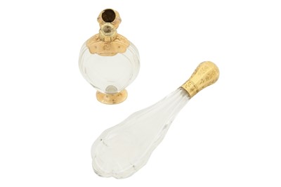 Lot 37 - Two mid-19th century Willem III Dutch 14 carat gold mounted glass scent bottle, The Netherlands circa 1860