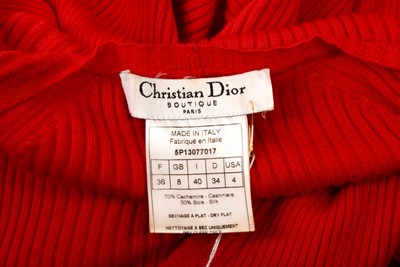 Lot 20 - Christian Dior Red Cashmere Cardigan - Size 36