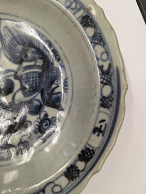 Lot 495 - THREE CHINESE BLUE AND WHITE BARBED DISHES