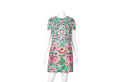 Lot 201 - Valentino Floral Cutwork Short Sleeve Dress - Size US 8