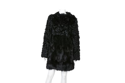 Lot 576 - Yves Solomon Black Fur Collarless Coat - Size 38