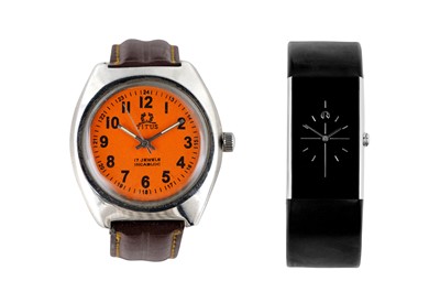 Lot 320 - TWO WATCHES AND TWO STRAPS.
