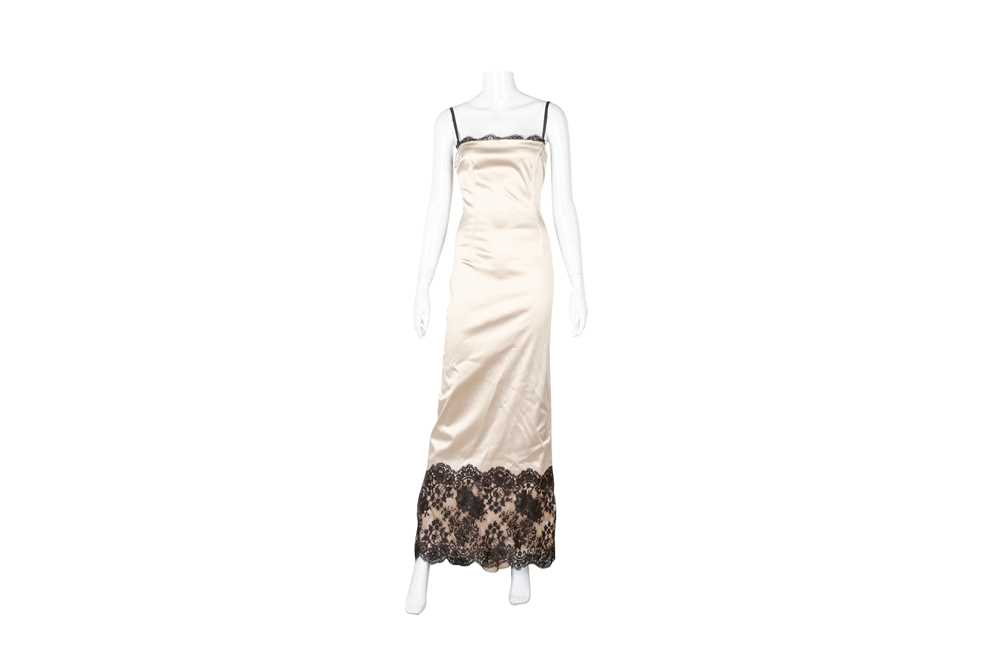 Lot 439 - Dolce & Gabbana Gold Satin Strapless Gown - Size 42