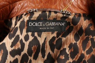 Lot 321 - Dolce & Gabbana Tan Leather Coat - Size 44