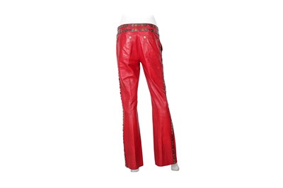 Lot 34 - Dolce & Gabbana Red Leather Coin Trouser - Size 42