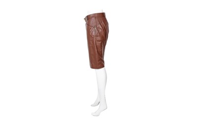 Lot 243 - Gucci Brown Leather GG BIker Skirt - Size 42