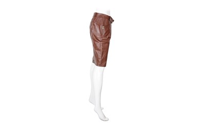 Lot 243 - Gucci Brown Leather GG BIker Skirt - Size 42