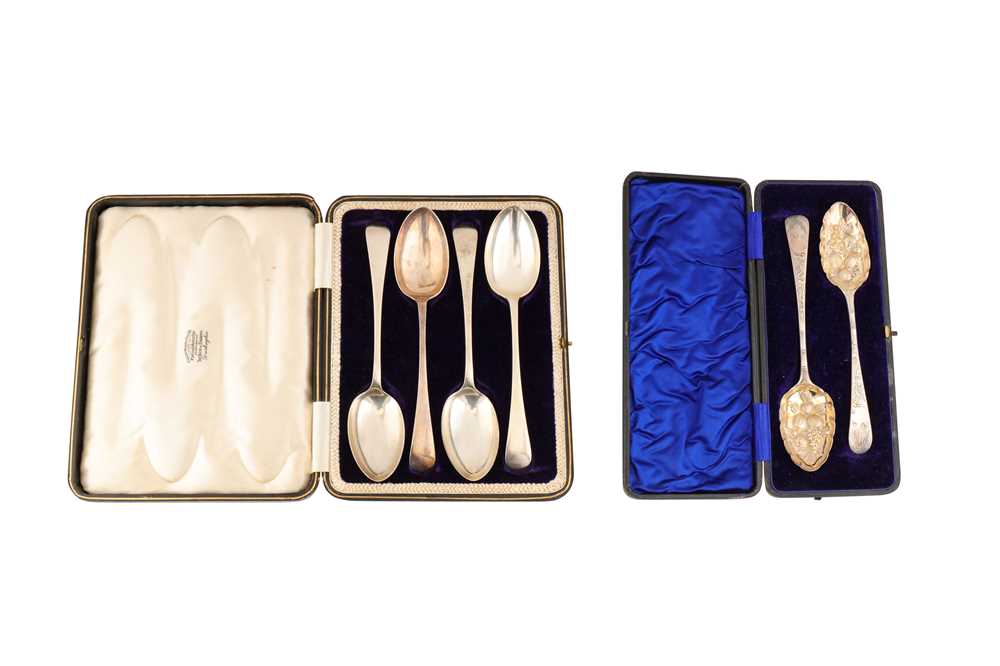 Lot 61 - A cased set of four Edwardian sterling silver tablespoons, Sheffield 1905 by Joseph Rodgers and Sons