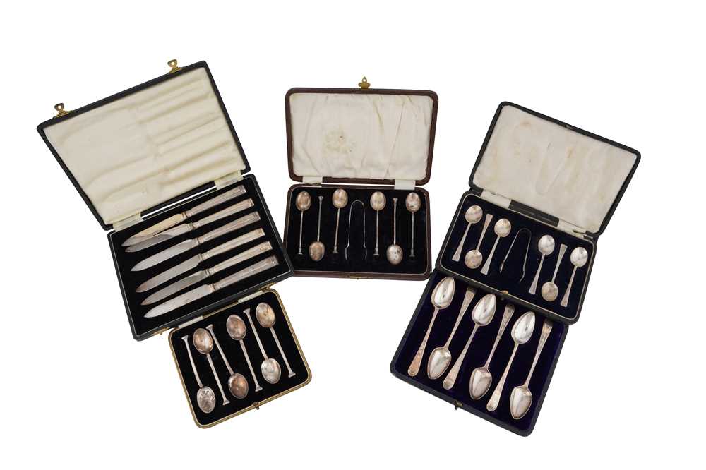 Lot 163 - Five cased sets of sterling silver flatware