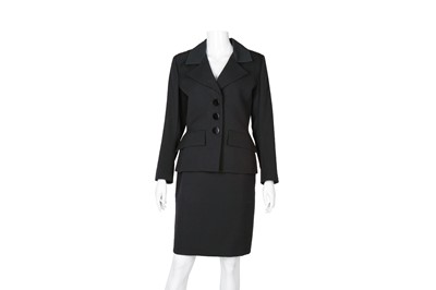 Lot 575 - Yves Saint Laurent Black Wool Tuxedo Skirt Suit - Size 38
