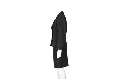 Lot 575 - Yves Saint Laurent Black Wool Tuxedo Skirt Suit - Size 38