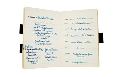 Lot 70 - VOLUME OF HANDWRITTEN MENUS, 1959