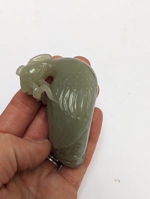 Lot 204 - A CHINESE CELADON JADE 'PHOENIX' WATER POT