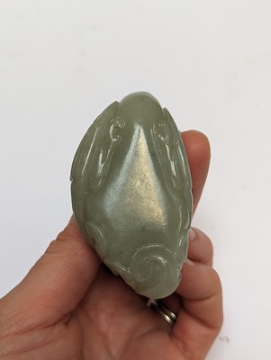 Lot 204 - A CHINESE CELADON JADE 'PHOENIX' WATER POT