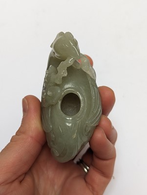 Lot 204 - A CHINESE CELADON JADE 'PHOENIX' WATER POT