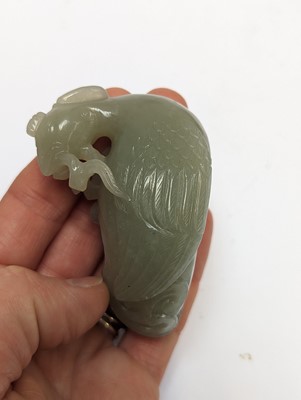 Lot 204 - A CHINESE CELADON JADE 'PHOENIX' WATER POT