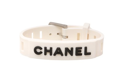Lot 491 - Chanel White Rubber Logo Wrap Bracelet