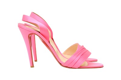 Lot 53 - Christian Louboutin Shocking Pink Marie Pli Heeled Sandal - Size 40.5