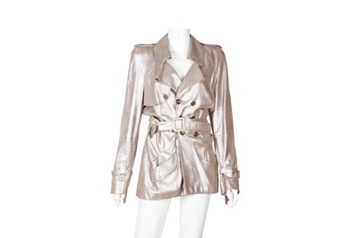 Lot 70 - Christian Dior Metallic Pink Leather Trench Coat - Size 12