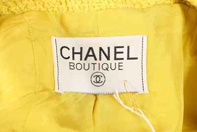 Lot 7 - Chanel Yellow Boucle Mini Skirt Suit - Size 38