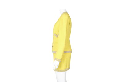 Lot 7 - Chanel Yellow Boucle Mini Skirt Suit - Size 38