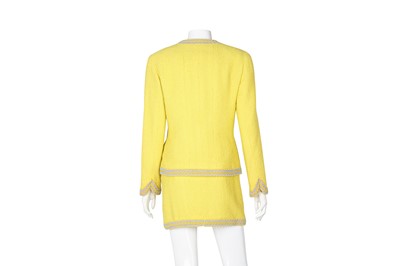 Lot 7 - Chanel Yellow Boucle Mini Skirt Suit - Size 38