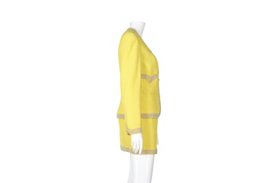 Lot 7 - Chanel Yellow Boucle Mini Skirt Suit - Size 38