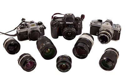 Lot 173 - An Extensive Nikon  SLR xThree Camera Outfit