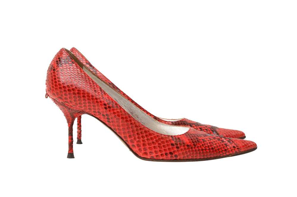 Lot 22 - λ Dolce & Gabbana Red Python Heeled Pump