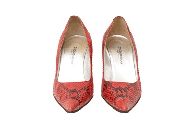 Lot 22 - λ Dolce & Gabbana Red Python Heeled Pump